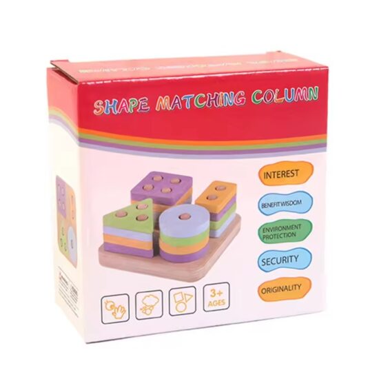 Jucarie educativa Sortator forme geometrice Culori calde 16pc