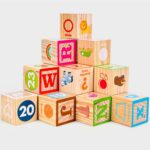 Jucarii Cuburi lemn ABC 123 Litere-Cifre Imagini educative copii
