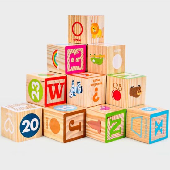 Jucarii Cuburi lemn ABC 123 Litere-Cifre Imagini educative copii