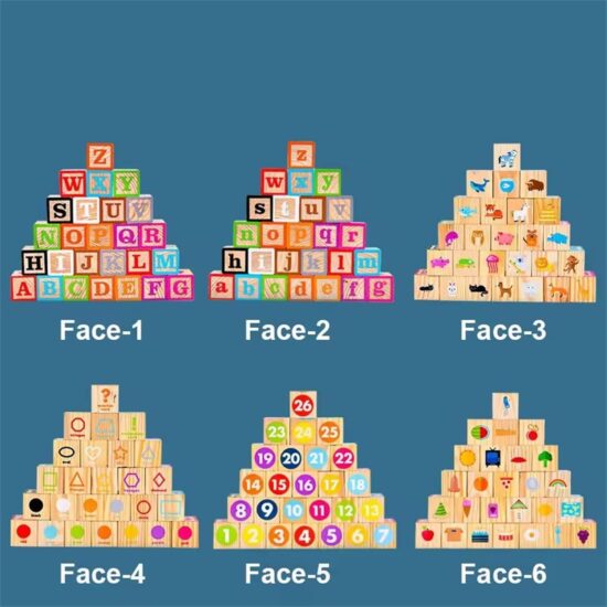 Jucarii Cuburi lemn ABC 123 Litere-Cifre Imagini educative copii