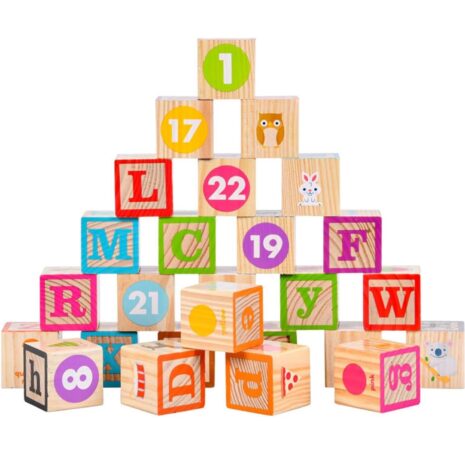 Jucarii Cuburi lemn ABC 123 Litere-Cifre Imagini educative copii