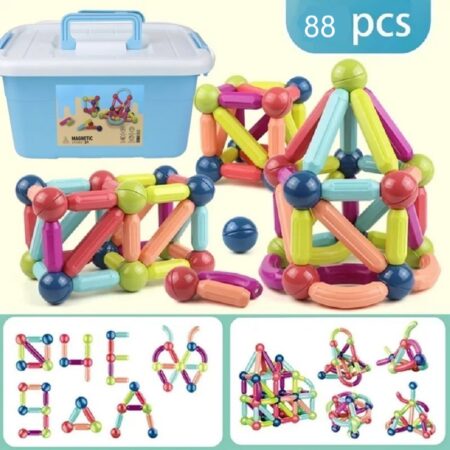 Jucarii magnetice STEM 88 piese Forme constructie Sticks colorate
