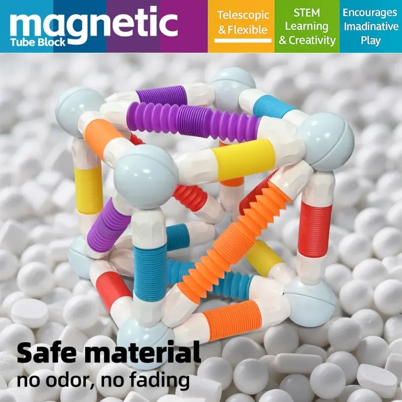 Jucarii magnetice Stem 86 piese Sticks flexibile Forme constructie