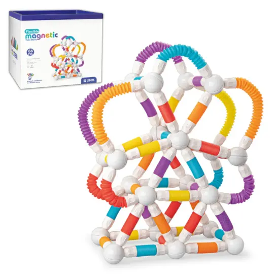 Jucarii magnetice Stem 86 piese Sticks flexibile Forme constructie Jucarii magnetice Stem 86 piese Sticks flexibile Forme constructie
