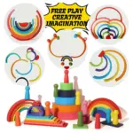 Jucarii stivuire Curcubeu 4in1 Semicercuri Pioni Constructii Rainbow