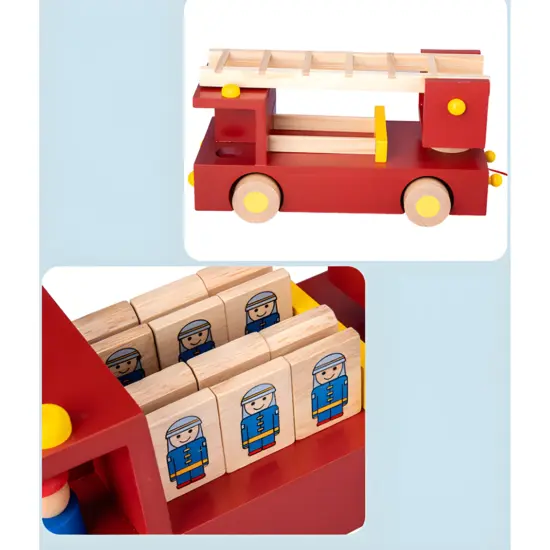 Masina de pompieri cu Scara din lemn si Figurine cu oameni