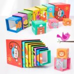 Piramida cu 10 Cuburi educative Turn cu Cifre Fructe si animale