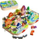 Servieta cu cuburi Circuit Oraselul cu Tren Masini Forme geometrice