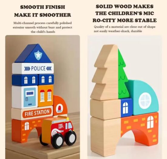 Servieta cu cuburi Circuit Oraselul cu Tren Masini Forme geometrice