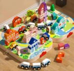 Servieta cu cuburi Circuit Oraselul cu Tren Masini Forme geometrice