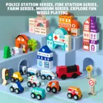 Servieta cu cuburi Circuit cu Cale ferata cu Tren Masini Forme