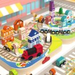 Servieta cu cuburi Circuit cu Cale ferata cu Tren Masini Forme