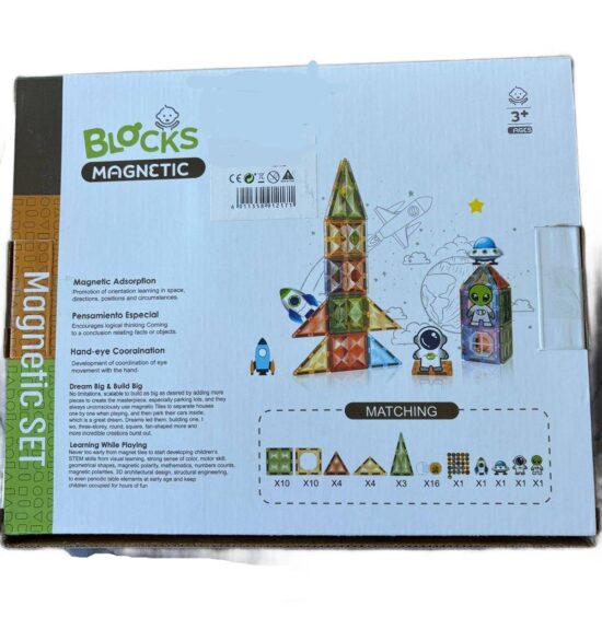 Set 51 Cuburi magnetice transparente luminoase 3D Racheta STEM