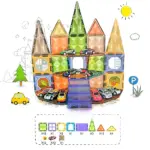 Set 62 Cuburi magnetice transparente luminoase 3D Masini STEM