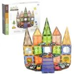 Set 62 Cuburi magnetice transparente luminoase 3D Masini STEM