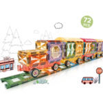 Set 72 Cuburi magnetice transparente luminoase 3D Trenulet STEM