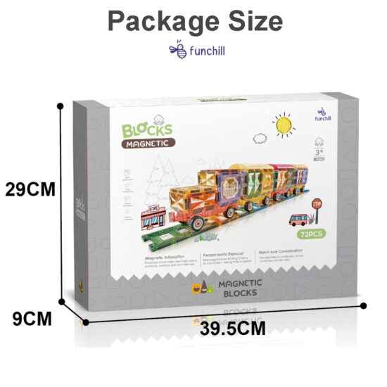 Set 72 Cuburi magnetice transparente luminoase 3D Trenulet STEM