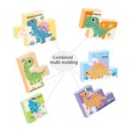 Set 9 cuburi magnetice cu Animale Dinozaur Asambleaza Puzzle