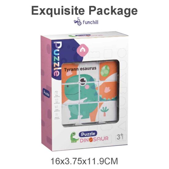 Set 9 cuburi magnetice cu Animale Dinozaur Asambleaza Puzzle