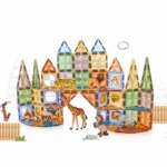 Set 92 Cuburi magnetice transparente luminoase 3D Animale STEM