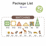 Set 92 Cuburi magnetice transparente luminoase 3D Animale STEM