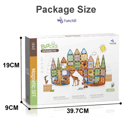 Set 92 Cuburi magnetice transparente luminoase 3D Animale STEM