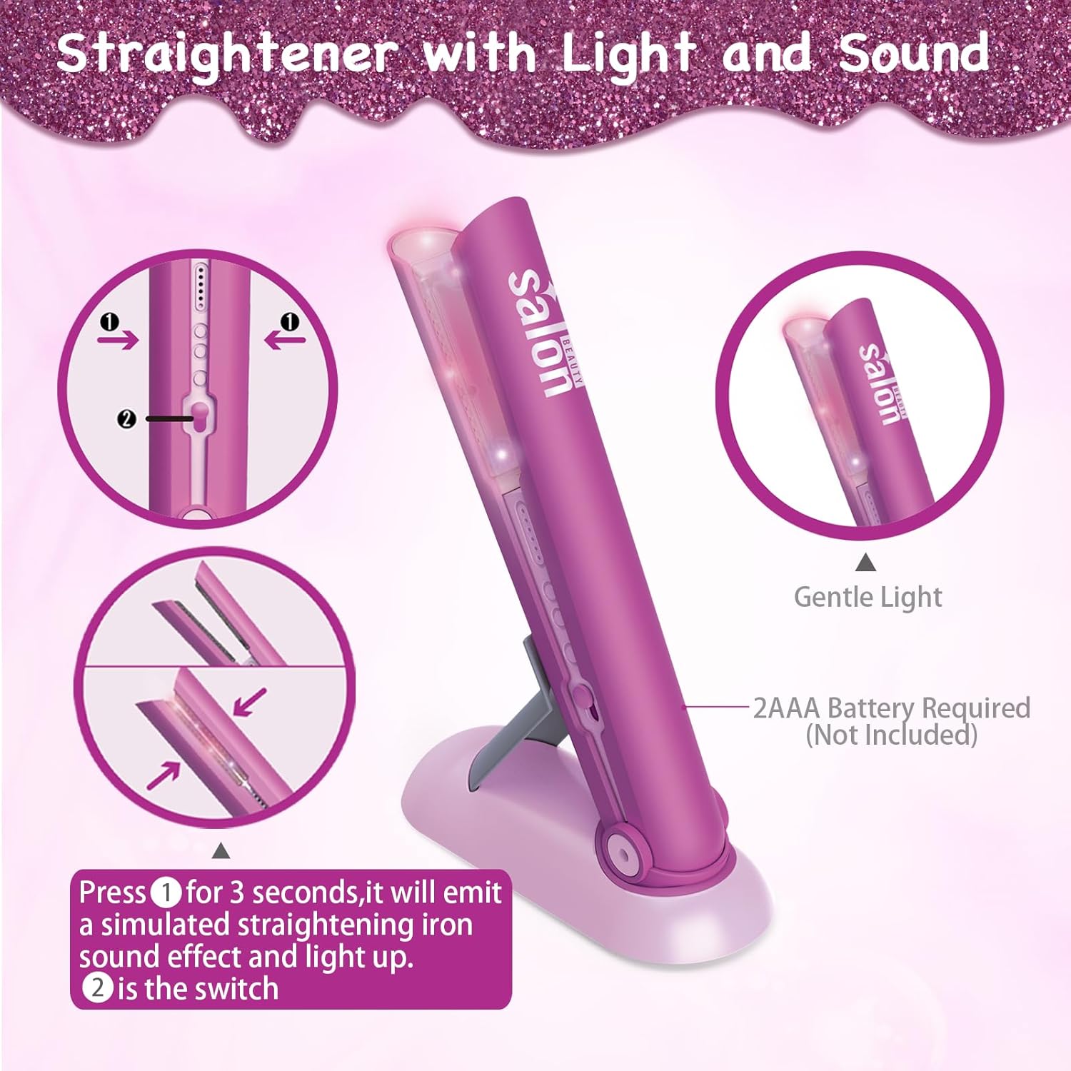 Set Infrumusetare si coafura Placa de par cu efecte luminoase