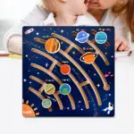 Sistemul solar cu 8 Planete Joc educativ Puzzle labirint lemn