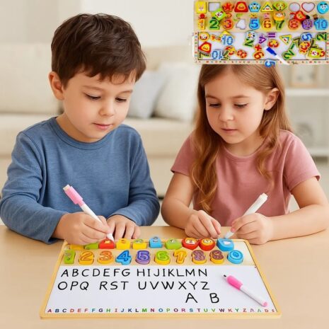 Tabla educativa de scris cu Cifre Marker si Forme geometrice