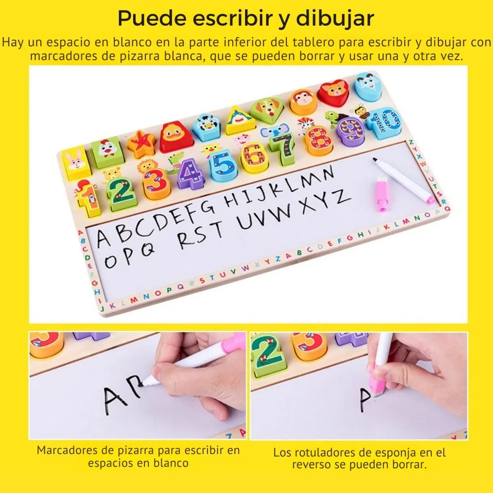 Tabla educativa de scris cu Cifre Marker si Forme geometrice