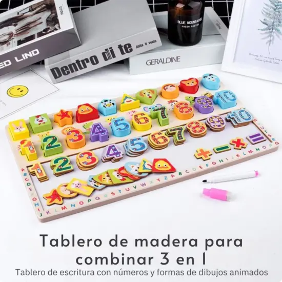 Tabla educativa de scris cu Cifre Marker si Forme geometrice