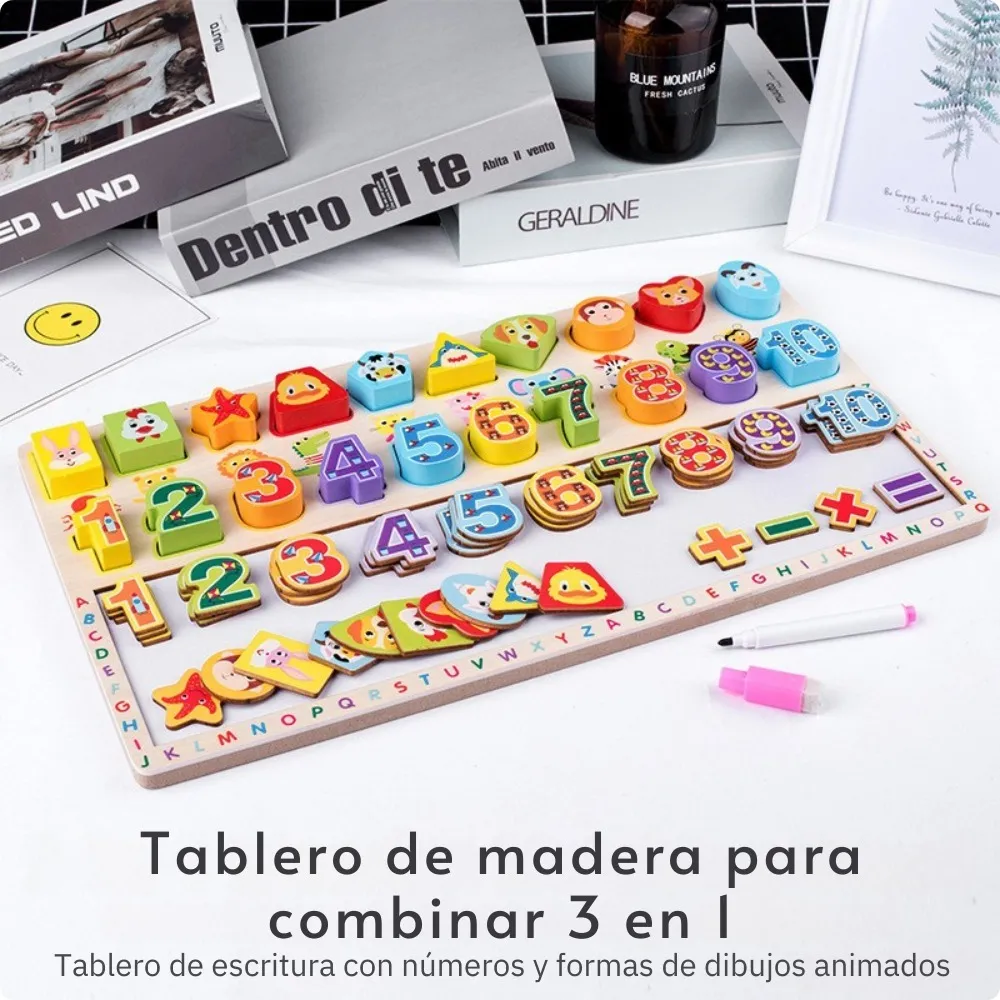 Tabla educativa de scris cu Cifre Marker si Forme geometrice