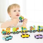 Tren magnetic Dinozaur cu Cifre 0-9 Joc educativ cu 10 Vagoane