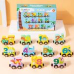 Tren magnetic Dinozaur cu Cifre 0-9 Joc educativ cu 10 Vagoane