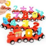 Tren magnetic cu Numere 0-9 Joc educativ cu 15 Vagoane 31 piese
