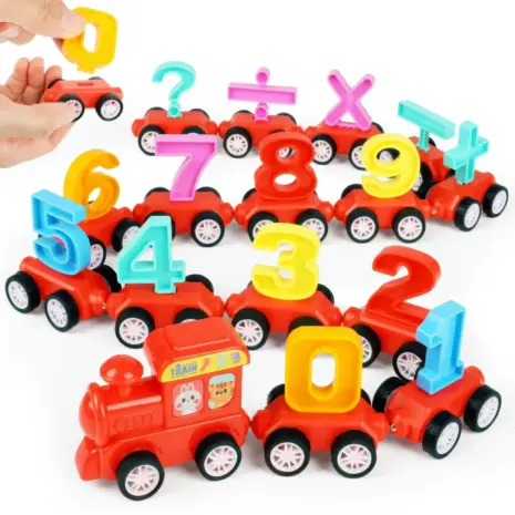 Tren magnetic cu Numere 0-9 Joc educativ cu 15 Vagoane 31 piese