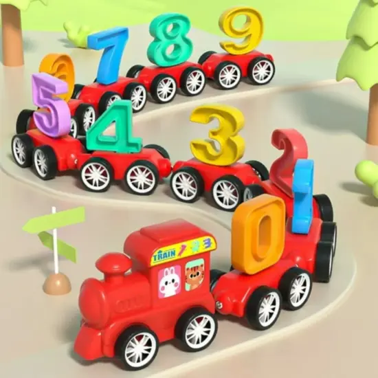 Tren magnetic cu Numere 0-9 Joc educativ cu 15 Vagoane 31 piese