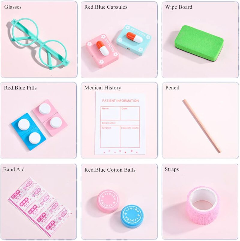 Trusa Dentist Fetite Set cutia medicala din lemn Jucarii Doctor