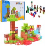 Set 104 Cuburi magnetice 6 Figurine MineCraft Magnetici Joc Stem