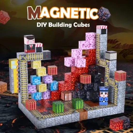 Set 133 Cuburi magnetice MineCraft Jucarii Stem de construit