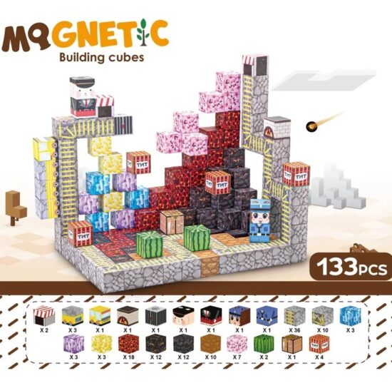 Set 133 Cuburi magnetice MineCraft Jucarii Stem de construit