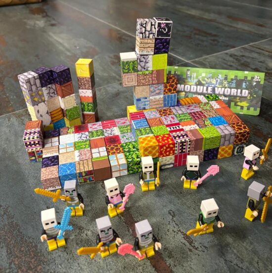 Set 140 Cuburi magnetice 10 Figurine MineCraft Magnetici Joc Stem 1