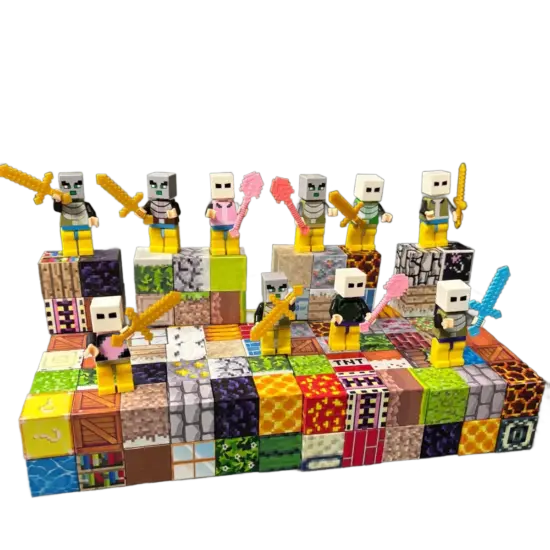 Set 140 Cuburi magnetice 10 Figurine MineCraft Magnetici Joc Stem Set 140 Cuburi magnetice 10 Figurine MineCraft Magnetici Joc Stem