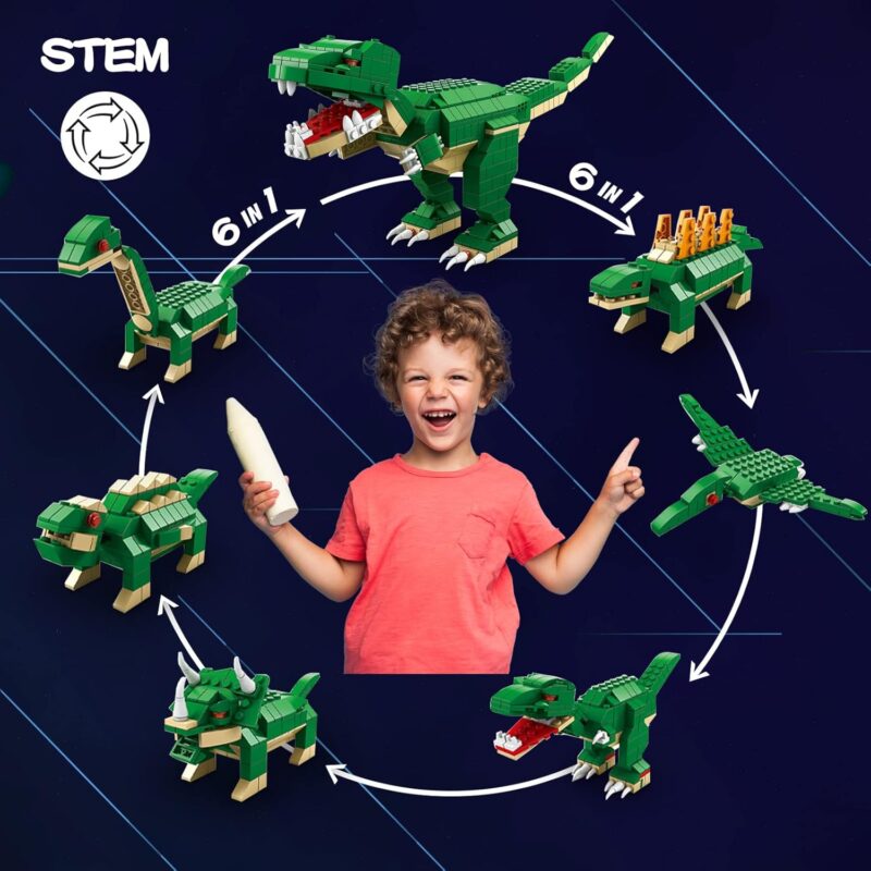 Cuburi constructie STEM 1000 piese Aventura Dinozaurilor 6in1