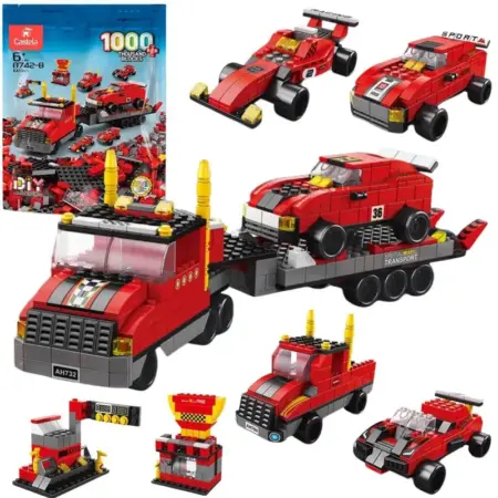 Cuburi constructie STEM 1000 piese Camionul de tractare cu masini