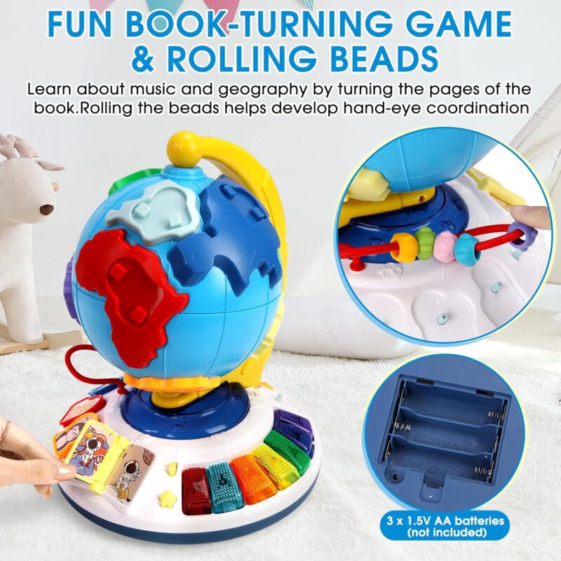 Jucarie interactiva Globul Pamantesc cu sunete si lumini Puzzle