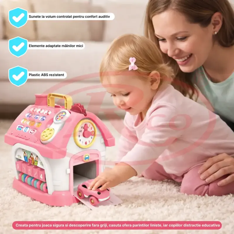 Casuta interactiva Educativa Montessori Busy Board cu Lumini si sunete