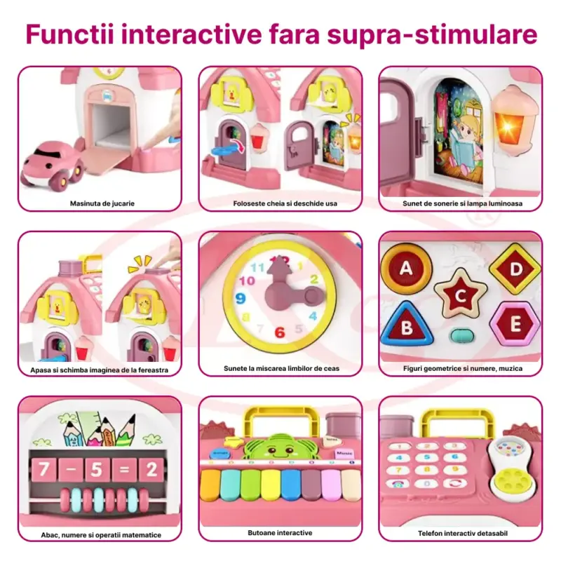 Casuta interactiva Educativa Montessori Busy Board cu Lumini si sunete