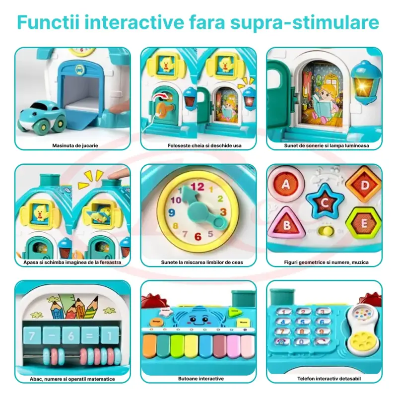 Casuta interactiva Educativa Montessori Busy Board cu Lumini si sunete