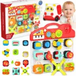 Casuta interactiva Montessori Busy Board Lumini Sunete Tabla 15 activitati
